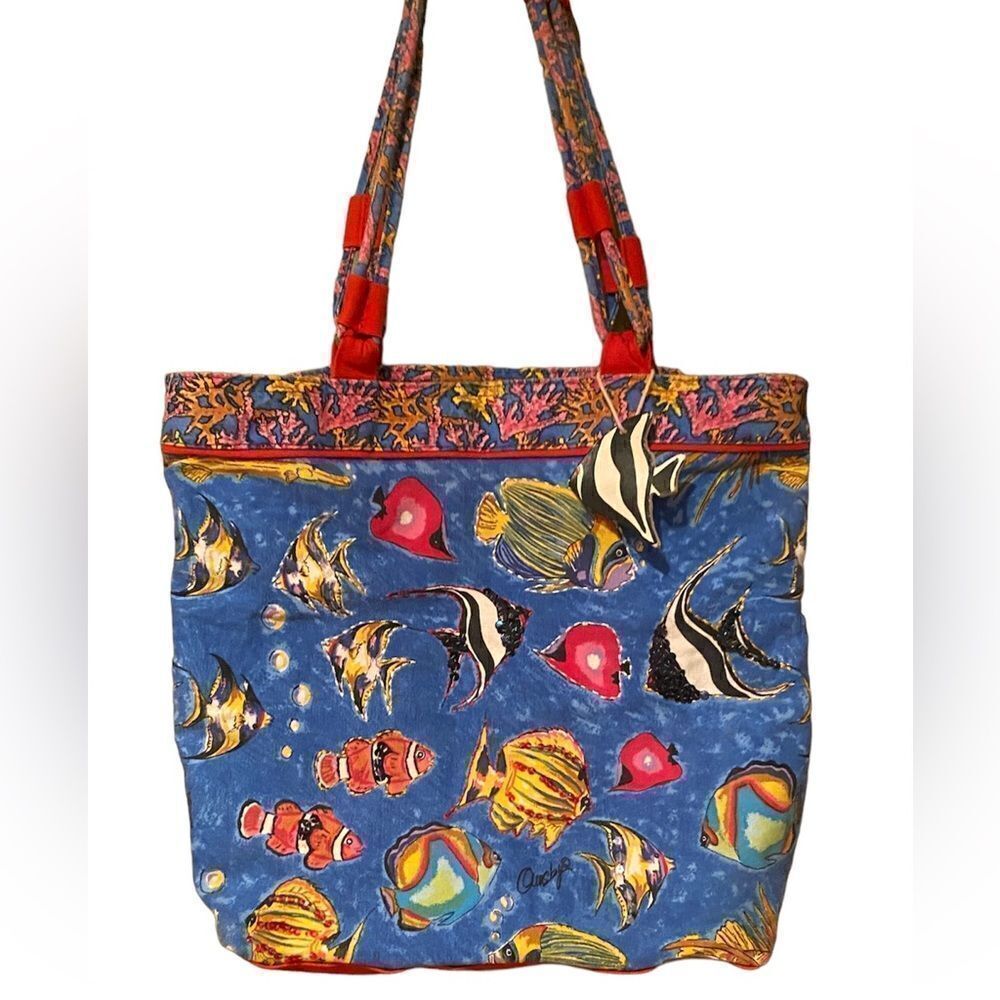 Anna Ormsby Fish Tote Purse Beach Bag Purse Tropical Fish